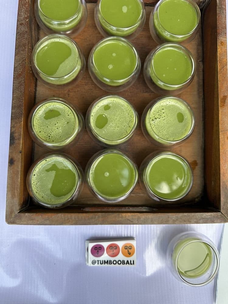 Tray of matcha shots